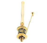 Yardenfun Rueda de Oración Tibetana Manual Mediana Rueda de Oración Budista de Aleación Pintada Azul Sistema de Doble Cojinete para Movimiento Suave Decoración para Mesa