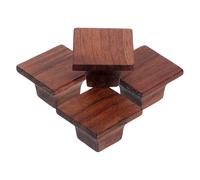 Yardenfun Tiradores de Muebles de Madera Maciza, 4 Pomos Cuadrados en Nogal Oscuro, para Cajones y Armarios, Uso en Cocina y Aparador, Tacto Agradable Pulido por Expertos