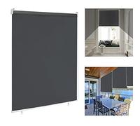 YARDIN Estor enrollable enrollable con pinzas, estor opaco para exteriores, protección UV y sombreado para proteger la privacidad, para balcón, terraza y jardín, antracita, 140 x 140 cm