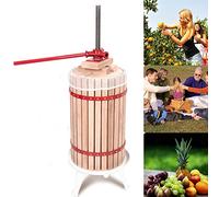 YARDIN Molinillo de uvas, prensador de manzanas, molinillo de frutas, prensadora de vino, prensa de husillo de 6 L, incluye bloques de madera, placa de presión y paño de prensado