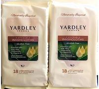 Yardley London - Juego de 2 paños desechables de inspiración natural sin alcohol enriquecidos con aloe vera manzanilla y vitamina E que limpia hidrata, calma y refresca la piel