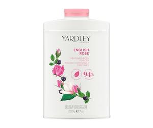 Yardley London Polvo Corporal Perfumado English Rose, Polvo de Talco para Mujeres para Ayudar a Controlar el Olor y las Rozaduras, 200g