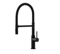 YardMonet Grifo de cocina negro, mezclador de cocina con pulverizador extraíble, grifo flexible para fregadero de cocina, grifo de acero inoxidable de una sola manija para montaje de 1 agujero, negro