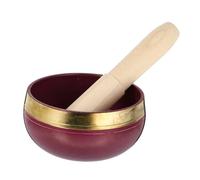 Yardwe 1 Juego Cuenco de sonido de Buda cuenco budista de sonido sánscrito cuenco de canto hecho a mano tazón de sonido tazón de cuenco con vara cobre Púrpura