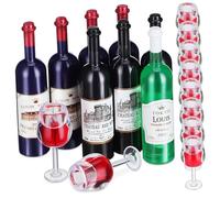 Yardwe 1 Juego Mini Juego De Botellas De Vino Miniatura Casa De Muñecas Enfriador De Cerveza Decoraciones De Vasos De Bebida Mini Copas De Vino El Plastico Reutilizable