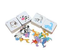 Yardwe 1 Juego Puzzles Educativos de Animales para Tarjetas de Puzzles para Aprendizaje Estimula el Desarrollo Cognitivo y Habilidades de Resolución de Problemas