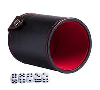 Yardwe 1 Juego Taza de Dados de Cuero PU con Tapa Doble Profesional de Almacenamiento de Dados Entretenimiento