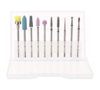 Yardwe 10 Piezas Brocas para Uñas, Juego de Cabezales de Pulido de Acero de Tungsteno, Plata, Forma Cónica Redonda, para Taladro de Cutículas y Manicura, Remueve Piel Muerta y Polvo