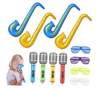 Yardwe 12 Piezas Accesorios Interactivos Instrumentos Musicales Evento Explotar El Saxofón Instrumentos Inflables Saxofón De Juguete Accesorios para Fiestas Carnaval De Polivinilo