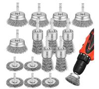 Yardwe 15 Piezas Rueda de Alambre para Taladro Vástago de Hierro Zincado, Cepillo Eléctrico para Limpieza y Eliminación de Residuos en Superficies Metálicas Negras