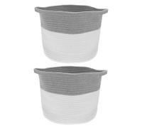 Yardwe 2 Cestas de Almacenamiento de Cuerda de Algodón, Redondas Asas, Color Beige, para Juguetes y Escritorio, Organizador Versátil para Estanterías