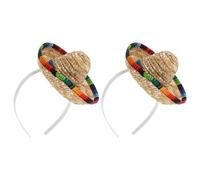 Yardwe 2 diademas de sombrero de paja para fiesta del Cinco de Mayo, disfraz para fiesta, sombreros de divertidos, accesorios para fotos de eventos luau, decoraciones con temática mexicana.