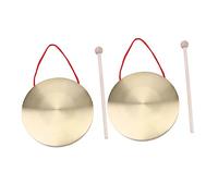 Yardwe 2 Juegos Gong de Mano de Metal Instrumentos de Percusión Gong de Ópera de Mano para Tocar con Martillo Redondo