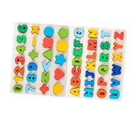 Yardwe 2 Juegos Juguetes Educativos Montessori Madera Puzzles Letras Números para Desarrollo Cognitivo Seguro sin Bordes Afilados
