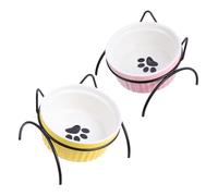 Yardwe 2 Juegos tazón de Gato Cat Feeder Cat Bowl Interior Bol pequeño Angular Ergonómico tazón de Agua para Gatos tazón Inclinado de cerámica para Gatos Cuenco de cerámica Gato Pegatinas