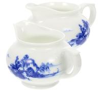 Yardwe 2 Piezas Cerámica Azul y White para Dispensar Salsa sin Goteo Diseño Simple Adecuado para Mesa y Cocina