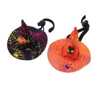 Yardwe 2 Piezas Diadema para Mascotas Sombrero de Bruja Halloween, Tela Resistente en Negro y Naranja, Accesorio Creativo para Perros y Gatos en Fiestas