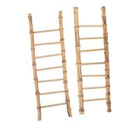 Yardwe 2 Piezas Mini Bamboo Ladder Set Retro Style Lightweight Miniature Stair Ornament For Dollhouse Fairy Garden DIY Landscape Decoration