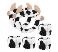 Yardwe 2juegos Diadema de Cuerno de Vaca Conjunto de Diademas y Muñequeras de Felpa para Cuidado de Piel y Maquillaje para Spa y Lavado Facial