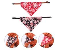 Yardwe 2piezas Bandanas para Mascotas Ajustables Estampado De Triángulo para Perros y Gatos Accesorios De Negros y Rosas para Decoración Diaria y Eventos Especiales