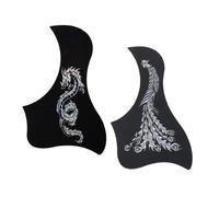 Yardwe 2piezas Golpeador Para Guitarra De Autoadhesivo De Placa Protectora Decorativa Antirrayaduras Con Diseño Dragón y Fénix Plata