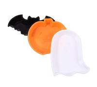 Yardwe 3 Piezas Bandeja Decorativa Diseño de Calabaza, Fantasma y Murciélago para Servir Frutas y Snacks de Halloween Material Pp Resistente y Práctico para Familias y Cocina
