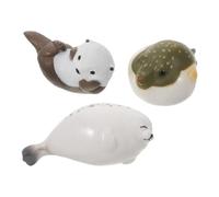 Yardwe 3 Piezas Juguete de Animales Marinos Realistas de Resina | Figura Mini de Mamífero Marino, Nutria y Pez Globo, Juego Educativo Compacto para Escuela y Exploración Exterior