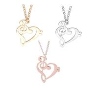 Yardwe 3piezas Collar De Nota Musical Aleación Colgante Para Ropa y Suéter Joyería Forma De Corazón De Accesorios Para Collar