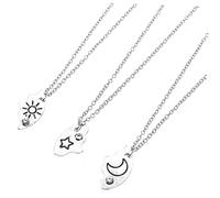 Yardwe 3piezas Collar de Sol, y Estrella Conjunto para Parejas, Amigos y Familiares Obsequio de Plata Colgantes de Estrellas para Mujeres