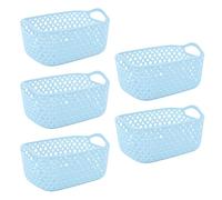 Yardwe 5 Cestas de Almacenaje de Plástico Azul para Guardar Toallas y Ropa, Organizador Compacto para Interiores y Cuarto de Juegos
