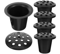 Yardwe 5 Piezas Jarrón de Cementerio Maceta Estable y Resistente Negro de Plástico, 16 Orificios para Flores Conmemorativas, Adecuado para Tumbas y Jardines Memoriales