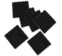Yardwe 6 Piezas Alfombra De Piso De Felpa Viviendo Baldosas Estera Alfombra Peluda Jugar Tapetes Entrelazados Alfombra De Juego para El Suelo del Bebé Tapetes Portatiles Negro Terciopelo