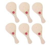 Yardwe 6 Raquetas De Madera Pintadas A Mano Para Ideales Para Manualidades Juguetes De Dibujo Paletas Con Pelota Construcción Madera Beige