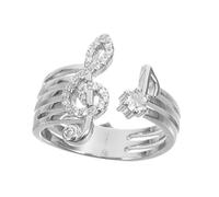 Yardwe Anillo Decorativo Ajustable de Nota Musical para Mujer y Niña, Aleación Resistente, Diseño Abierto, Joyería Ligera para Uso Diario y Ocasiones Obsequios