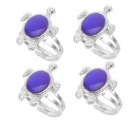 Yardwe Anillo Que Cambia de Color Sensibilidad Temperatura de Tortuga Aleación Creativa, Paquete de 4 Piezas para Expresar Emociones y Estado de Ánimo Unisex
