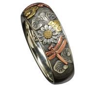 Yardwe Anillo Retro Delicado de Aleación Diseño de Flor y Libélula para Decoración Diaria de Dedo, No se Deforma ni Pierde Color, Adecuado para Mujeres y Niñas