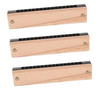 Yardwe Armónica Infantil de Madera de 3 Piezas Doble Línea y 16 Agujeros, Kit de Aprendizaje Musical para Niños, Instrumento Didáctico para Desarrollo Creativo y Educativo