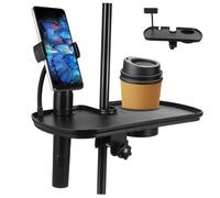 Yardwe Bandeja Para Soporte Micrófono Con Portavasos y Clip Estante Multifunción Abs Resistente Para Grabación Transmisión y Uso