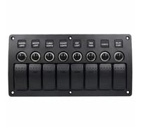 Yardwe Barco de 8 Posiciones, Panel de Interruptores de 8 Switches, Abs PC Pbt, Negro, Dc12v/24v, 4200a, 120-260w, para Embarcaciones y GPS Móvil