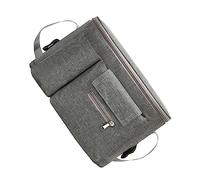 Yardwe Bolsa Colgante para Pañales y Biberones Multifuncional para Cochecito, Organizador Gris de Poliéster Resistente para Mamá, Uso en Paseo y Viaje, Compartimentos y Correas