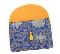 Yardwe Bolsa De Almacenamiento De Escrituras Budistas y Libros, Tamaño Pequeño 23x17 Cm, Brocado Azul Marino, Diseño Étnico Vintage, Multiusos Para Viajes y Organización Personal