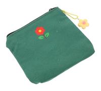 Yardwe Bolsa de Almacenamiento de Lona Portátil para Cables y Monedas Minibolsa Compacta Cremallera Color Verde Oscuro Práctica para Viaje y Uso Diario