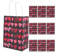 Yardwe Bolsas de Papel para Obsequio de San Valentín Asas Diseño Decorativo de Corazón 10 Piezas para Dulces y Pequeños Detalles Ideales para Fiestas y Embalaje Festivo