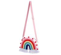 Yardwe Bolso Bandolera Infantil Arcoíris de Algodón Suave Bolso para Colgar la Pared Monedero Pequeño para Bebés Bandolera Ajustable y Práctica para Guardar Objetos