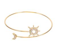 Yardwe Brazalete Ajustable Geométrico con Zirconia Accesorio Dorado para Brazo Joyería de Moda con Diseño de Estrella y Luna Pulsera Decorativa Resistente y Versátil para Mujer