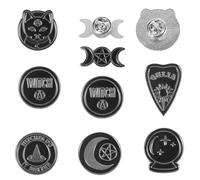 Yardwe Broche de Aleación Punk Retro Negro, Set de 10 Piezas Diseño Sombrero de Bruja y Elementos Góticos, Accesorios DIY para Ropa, Bolsos y Mochilas, Adecuado para Estilo Aleatorio