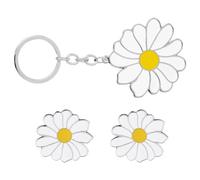 Yardwe Broche de Margarita Decorativo y Llavero 3 Piezas (2 Broches 1 Llavero), Diseño Creativo en Colores Vivos, Accesorio Pequeño para Llaves, Obsequio Mujer, Llaveros Bonitos para Uso