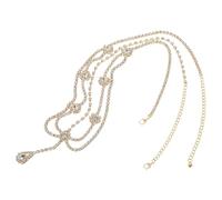 Yardwe Cadena Frente de Novia Pedrería Brillante Accesorio Cabello Femenino Color Dorado Diseño Exótico y Ligero para Bodas Fiestas y Eventos Culturales