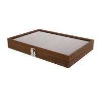 Yardwe Caja Expositora y 18 Compartimentos con Tapa Transparente | Organizador de Colección, Estuche a Prueba de Viento y Polvo, 35x24cm, Color Café, Uso Doméstico