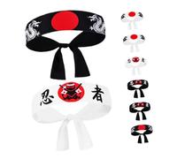 Yardwe Capucha Ninja Tradicional Japonesa de Poliéster, 8 Piezas de Diademas Estilo Hachimaki para Disfraz, Deportes y Accesorios de Chef Sushi